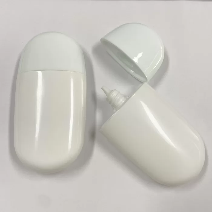 Custom Logo HDPE Empty 50ml Oval Flat Sunscreen Lotion BB Cream Squeeze Plastic Bottle - ST004 - Image 3