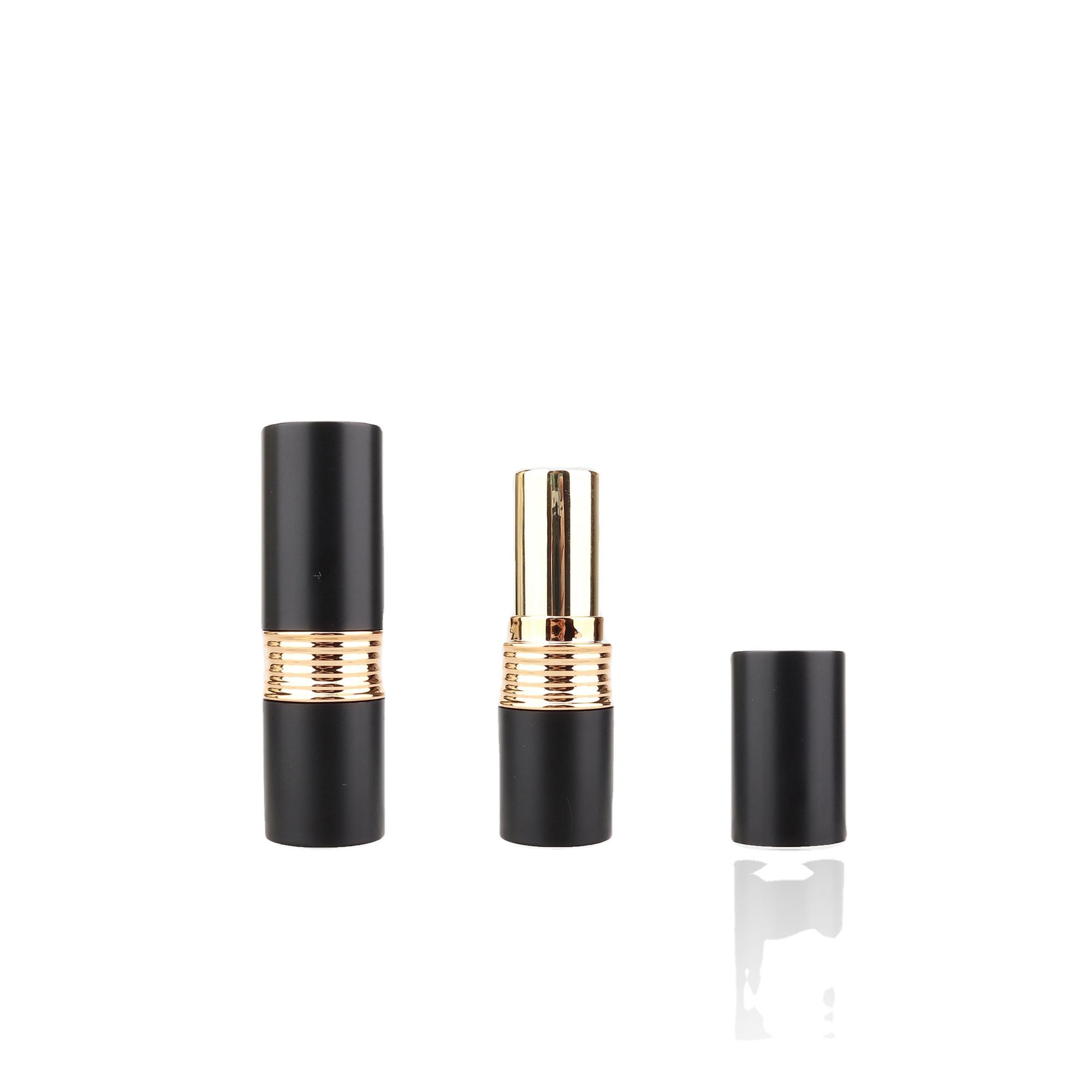 Vendor Wholesale ABS PP Plastic 5g Cosmetic Package Glossy Black Gold Lipstick Case Shell Empty Lipbalm Lipstick Tube Cylinder - 09-LS119