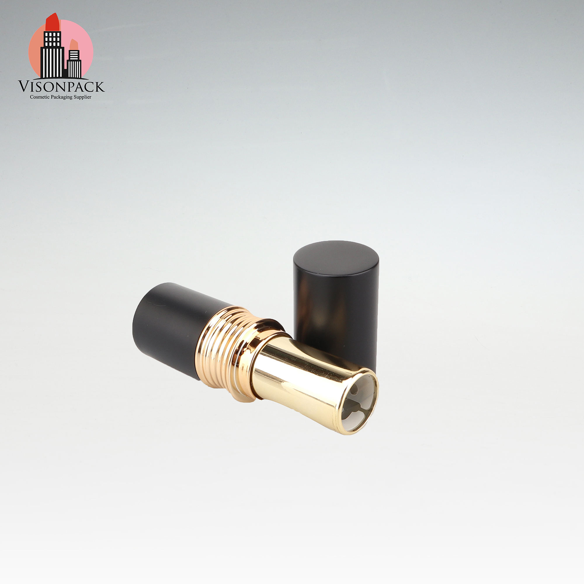 Vendor Wholesale ABS PP Plastic 5g Cosmetic Package Glossy Black Gold Lipstick Case Shell Empty Lipbalm Lipstick Tube Cylinder - 09-LS119 - Image 3