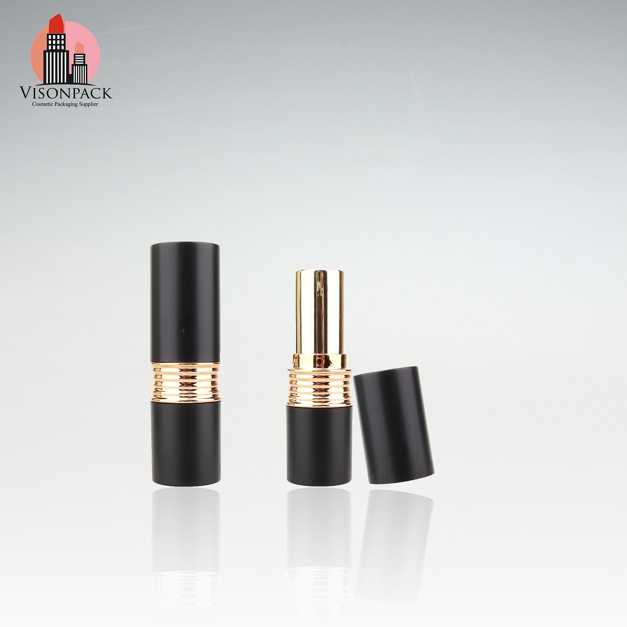 Vendor Wholesale ABS PP Plastic 5g Cosmetic Package Glossy Black Gold Lipstick Case Shell Empty Lipbalm Lipstick Tube Cylinder - 09-LS119 - Image 5