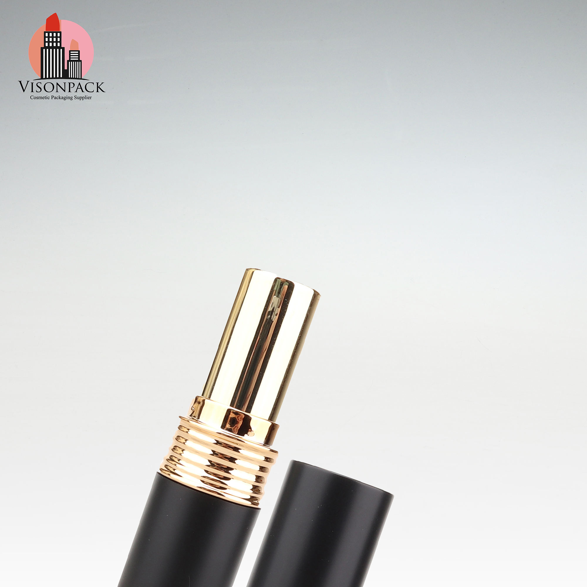 Vendor Wholesale ABS PP Plastic 5g Cosmetic Package Glossy Black Gold Lipstick Case Shell Empty Lipbalm Lipstick Tube Cylinder - 09-LS119 - Image 4