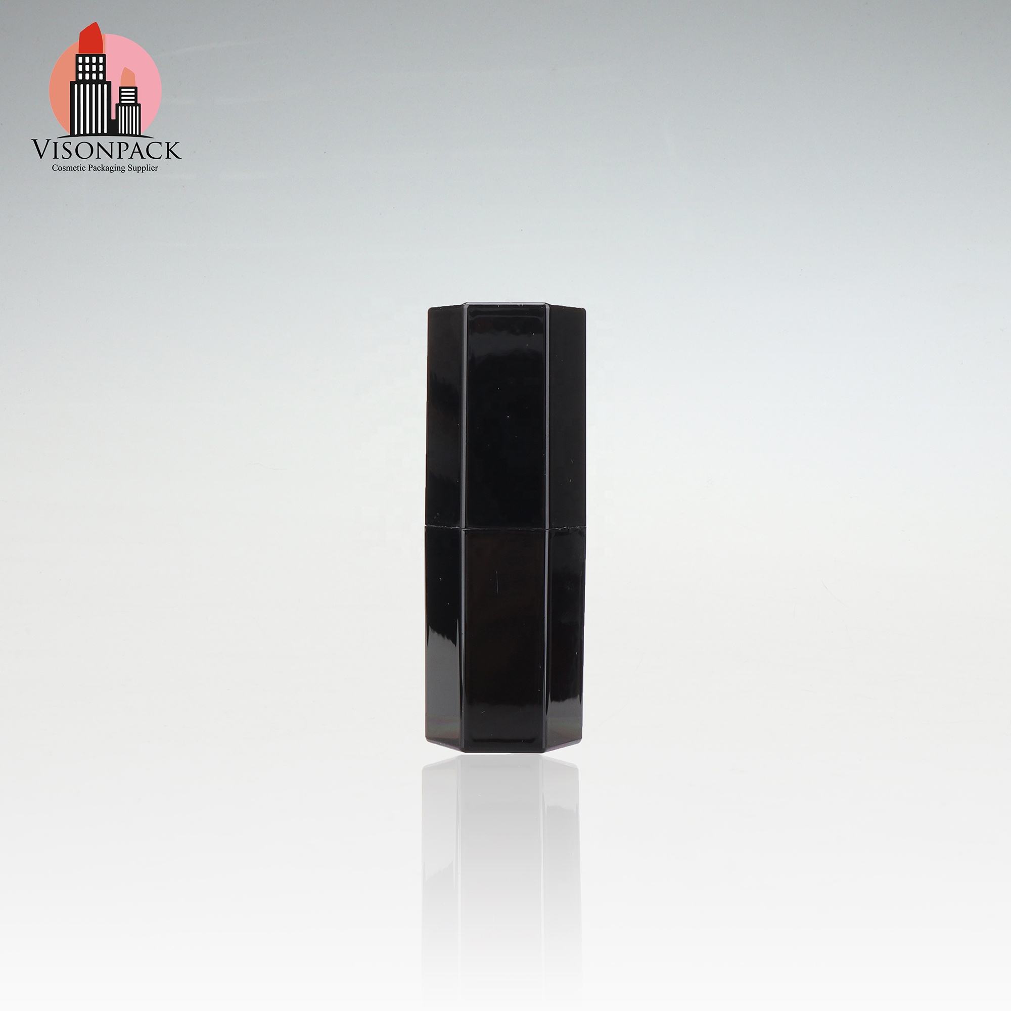 Classic Hexagonal Lipstick Tube With Embossed Logo Black Lipstick Case Lip Balm Packaging Manufacturer Plastic Packaging Logo - 09-LS127 - Image 2