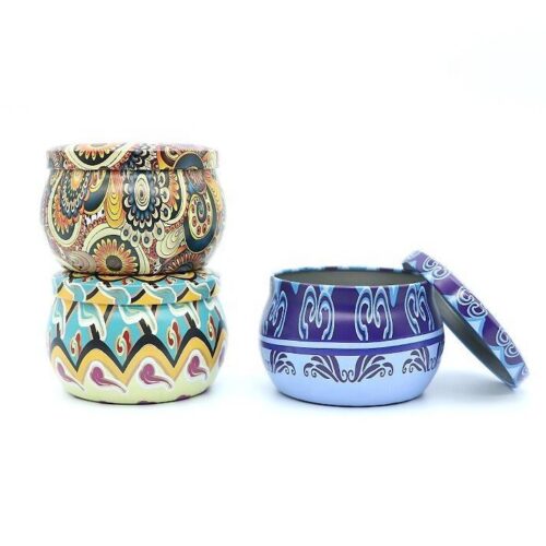Wholesale Mandala Design Refillable Round Empty Aluminium Candle Tin Cans Jar 160g 5.6oz for Scented Candle,Hair Wax - AL003