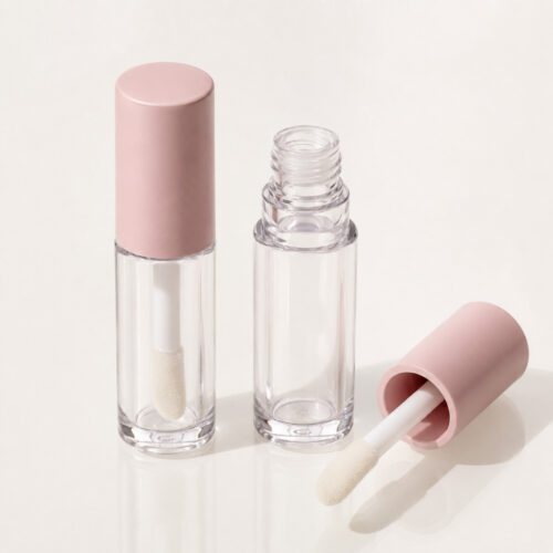 Refillable Plastic Round Empty Liquid Bronzer Concealer Lip Oil Lip Gloss Tube Packaging 10ml PETG Bottle With Big Brush Wand - LG610B
