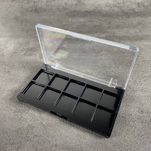 Make-up Package Factory Square 10 Shades Eyeshadow Palette Clear Black Eye Shadow Powder Box Case Customize Printing Logo Design - ES03Z