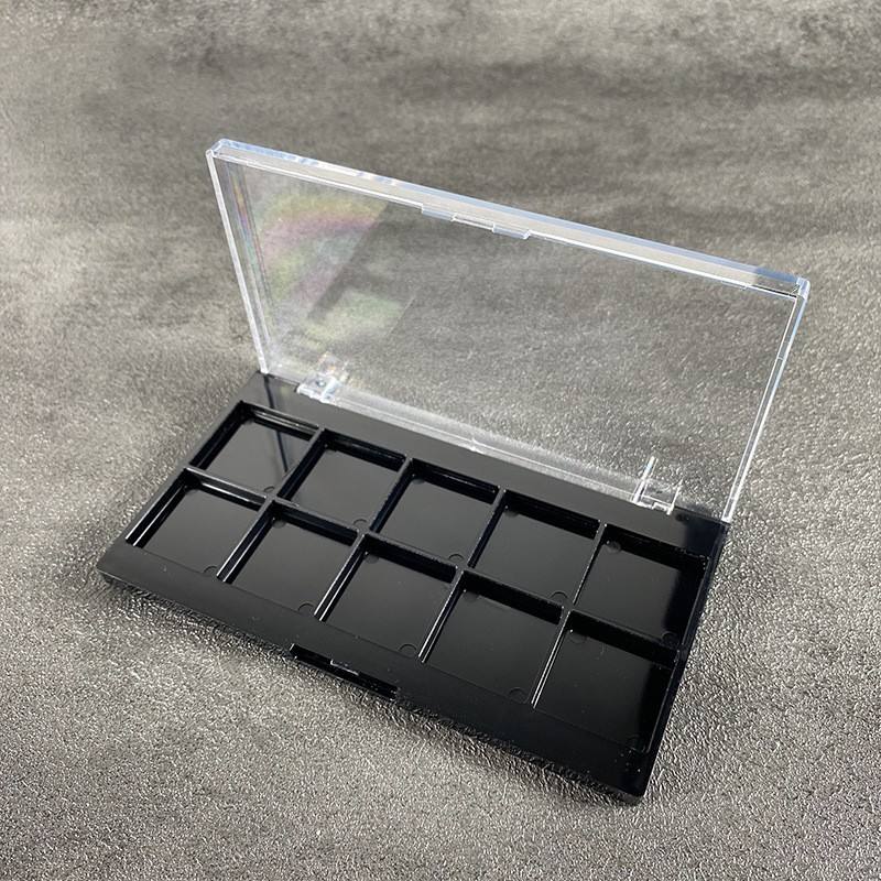 Make-up Package Factory Square 10 Shades Eyeshadow Palette Clear Black Eye Shadow Powder Box Case Customize Printing Logo Design - ES03Z
