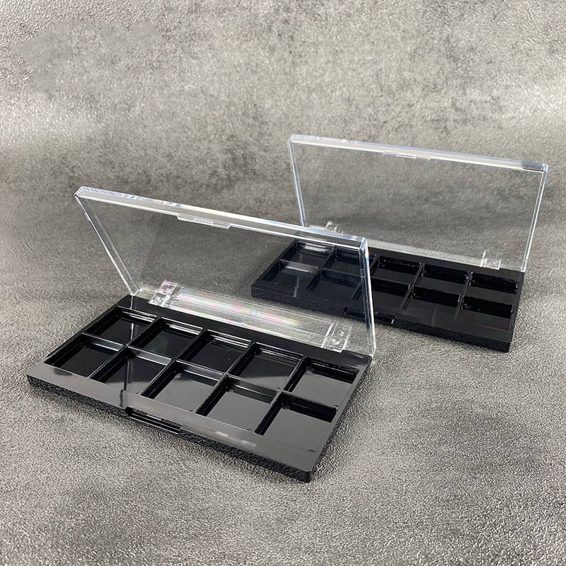 Make-up Package Factory Square 10 Shades Eyeshadow Palette Clear Black Eye Shadow Powder Box Case Customize Printing Logo Design - ES03Z - Image 2
