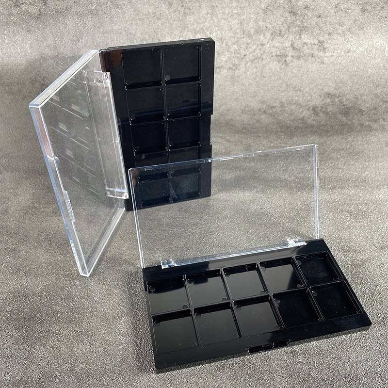 Make-up Package Factory Square 10 Shades Eyeshadow Palette Clear Black Eye Shadow Powder Box Case Customize Printing Logo Design - ES03Z - Image 3