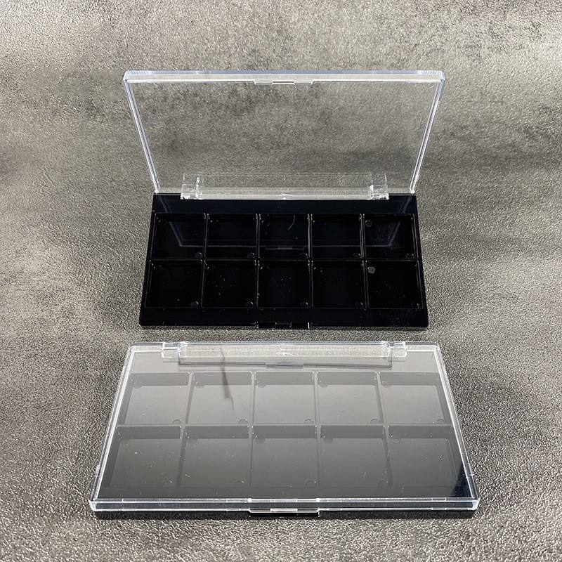 Make-up Package Factory Square 10 Shades Eyeshadow Palette Clear Black Eye Shadow Powder Box Case Customize Printing Logo Design - ES03Z - Image 4