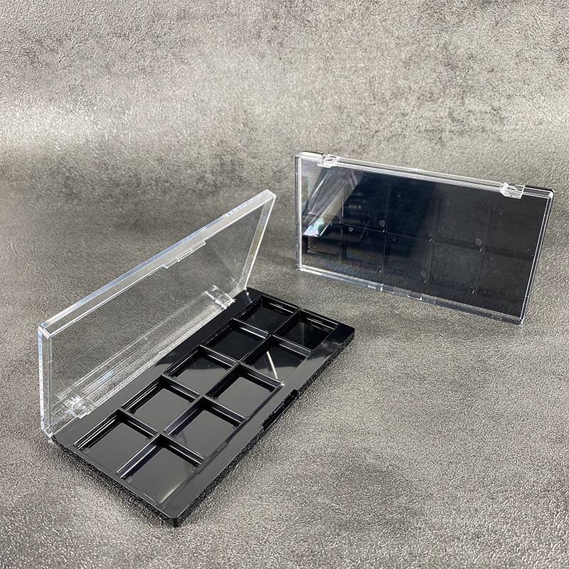 Make-up Package Factory Square 10 Shades Eyeshadow Palette Clear Black Eye Shadow Powder Box Case Customize Printing Logo Design - ES03Z - Image 6