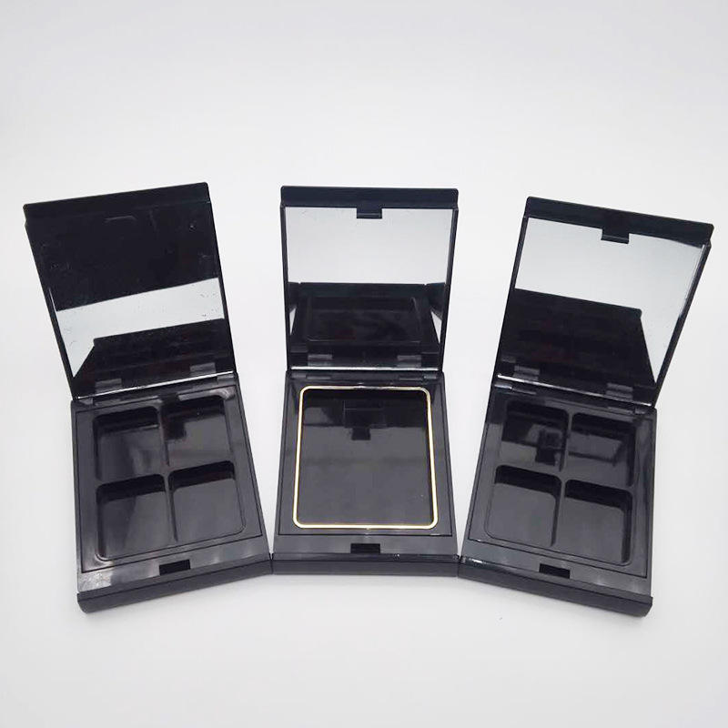 Makeup Package Multi-color Eyeshadow Box Compact Black Square Plastic Four Cell 4 Colors Powder Case Eye Shadow Tray Palette - ES0904 - Image 2