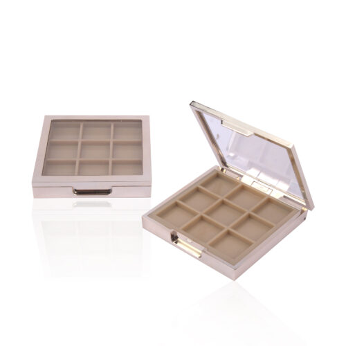 Transparent Square Empty 9 Colors Custom Logo Compact Eyeshadow Palette Case With Mirror Private Label - ES120