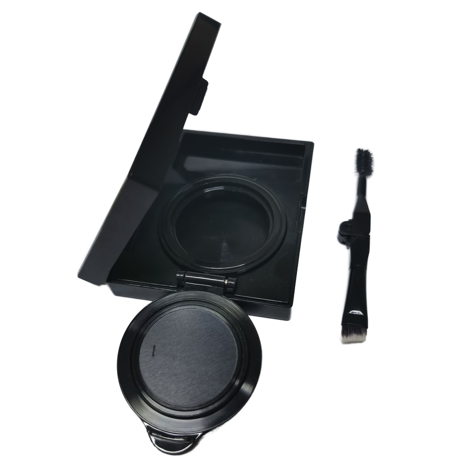 Plastic Cosmetic Packaging Square Eye Shadow Compact Mirror Black Makeup Box Eyebrow Powder Palette Set Air Cushion Case Brush - ES1371 - Image 2