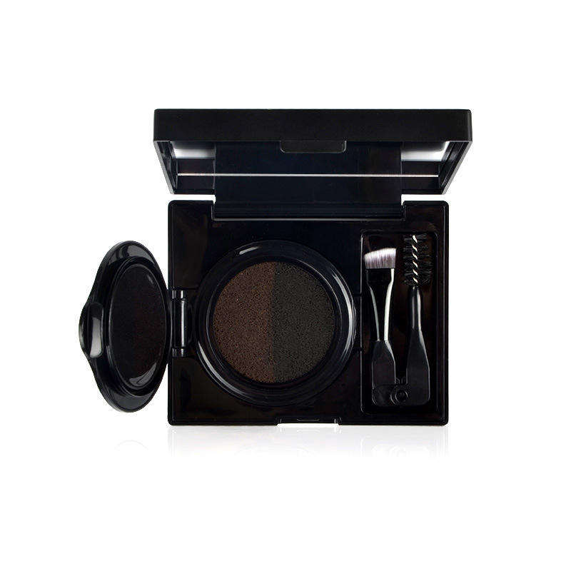 Plastic Cosmetic Packaging Square Eye Shadow Compact Mirror Black Makeup Box Eyebrow Powder Palette Set Air Cushion Case Brush - ES1371 - Image 3