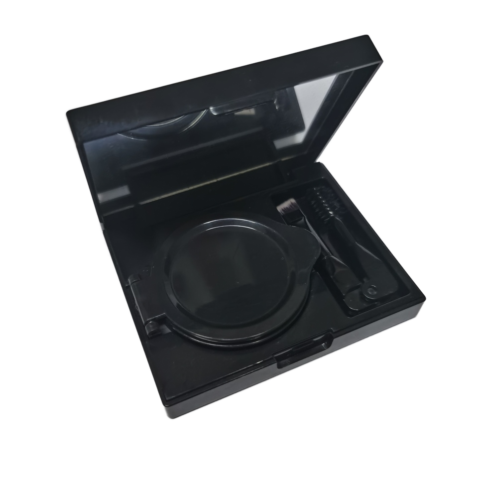 Plastic Cosmetic Packaging Square Eye Shadow Compact Mirror Black Makeup Box Eyebrow Powder Palette Set Air Cushion Case Brush - ES1371 - Image 4