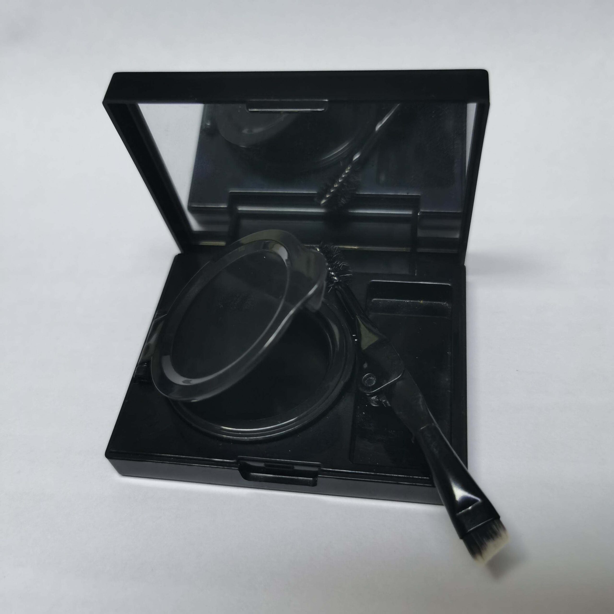 Plastic Cosmetic Packaging Square Eye Shadow Compact Mirror Black Makeup Box Eyebrow Powder Palette Set Air Cushion Case Brush - ES1371 - Image 6