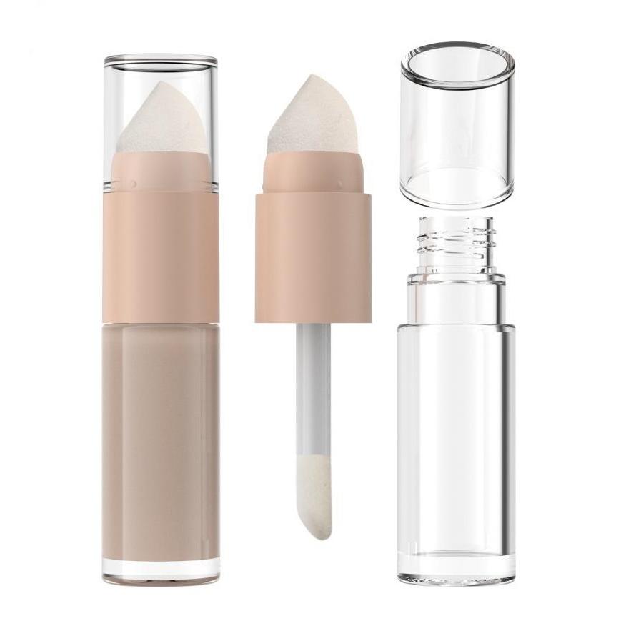 Private Label Plastic 10ml Round Empty Liquid Foundation Blush Concealer Container Packaging With Sponge - F009