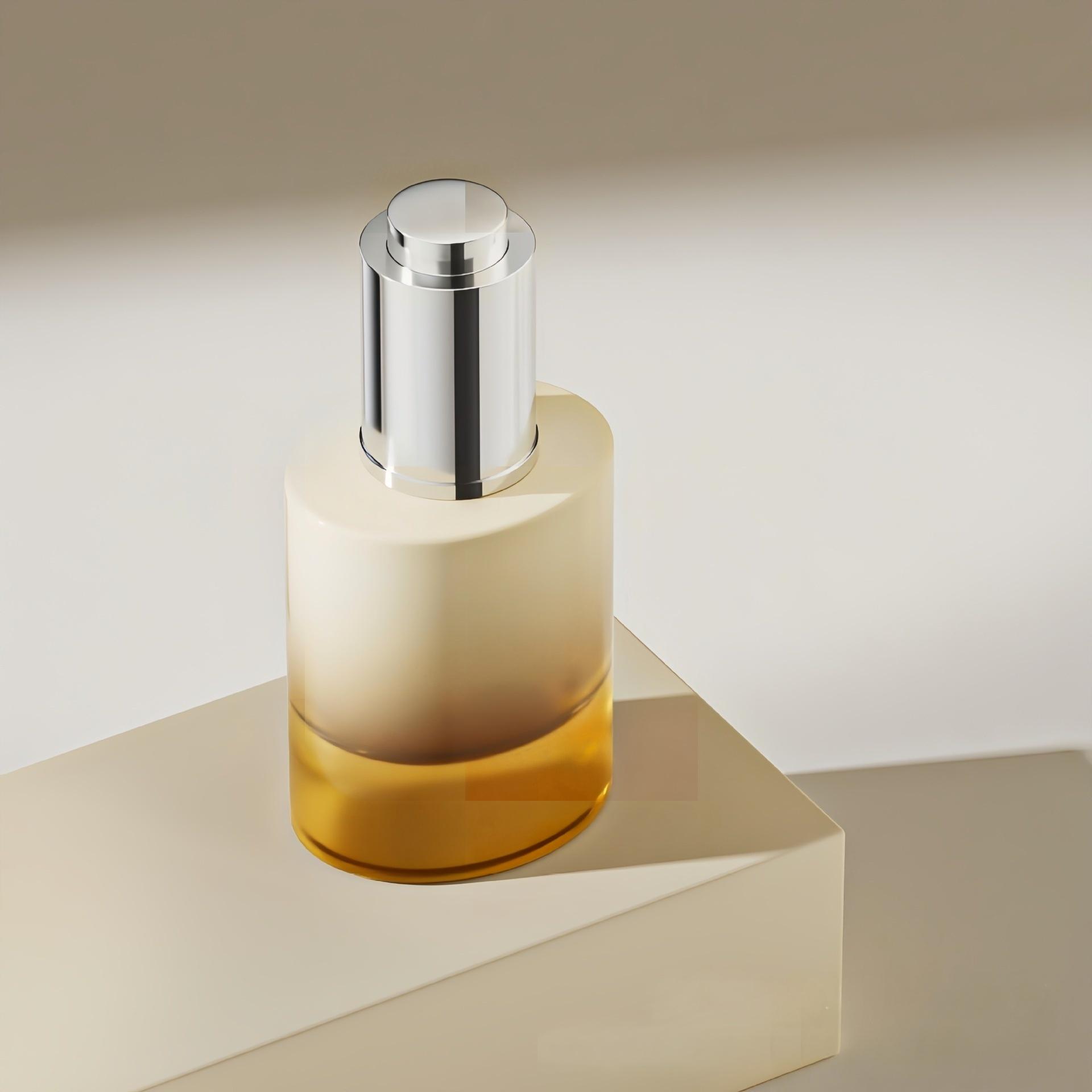 30ml 50ml Facial Serum Glass Bottle Pressed Pump Screw Cap Lotion Dropper Bottle Round Metallic Silver Gold Lid Logo Printing - G250 - Image 4