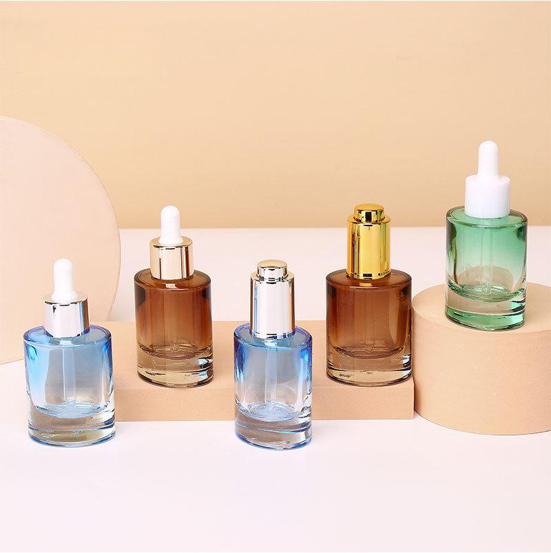 30ml 50ml Facial Serum Glass Bottle Pressed Pump Screw Cap Lotion Dropper Bottle Round Metallic Silver Gold Lid Logo Printing - G250 - Image 3