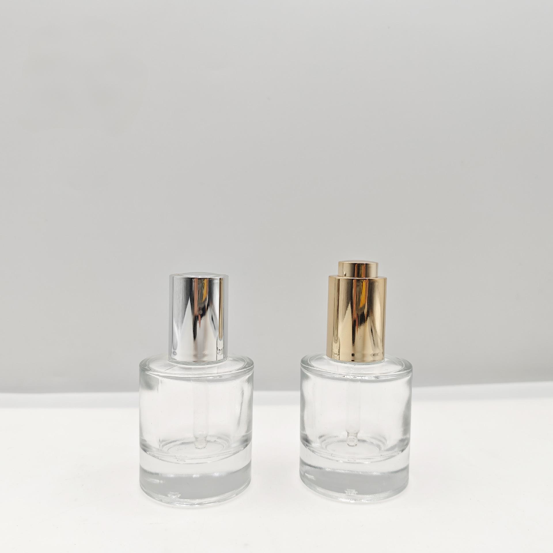 30ml 50ml Facial Serum Glass Bottle Pressed Pump Screw Cap Lotion Dropper Bottle Round Metallic Silver Gold Lid Logo Printing - G250 - Image 6