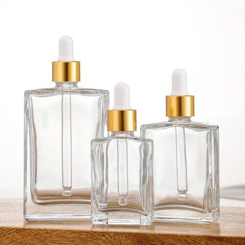 30ml 50ml 100ml Custom Square Empty Cosmetics Skincare Serum Glass Bottles Hair Essential Oil Dropper Bottle - GB007
