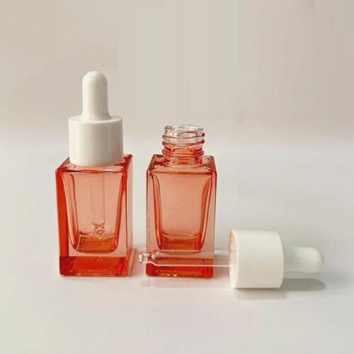 30ml 50ml Empty Square Skincare Serum Hair Essential Oil Glass Dropper Bottle Dropper Packaging - GB017