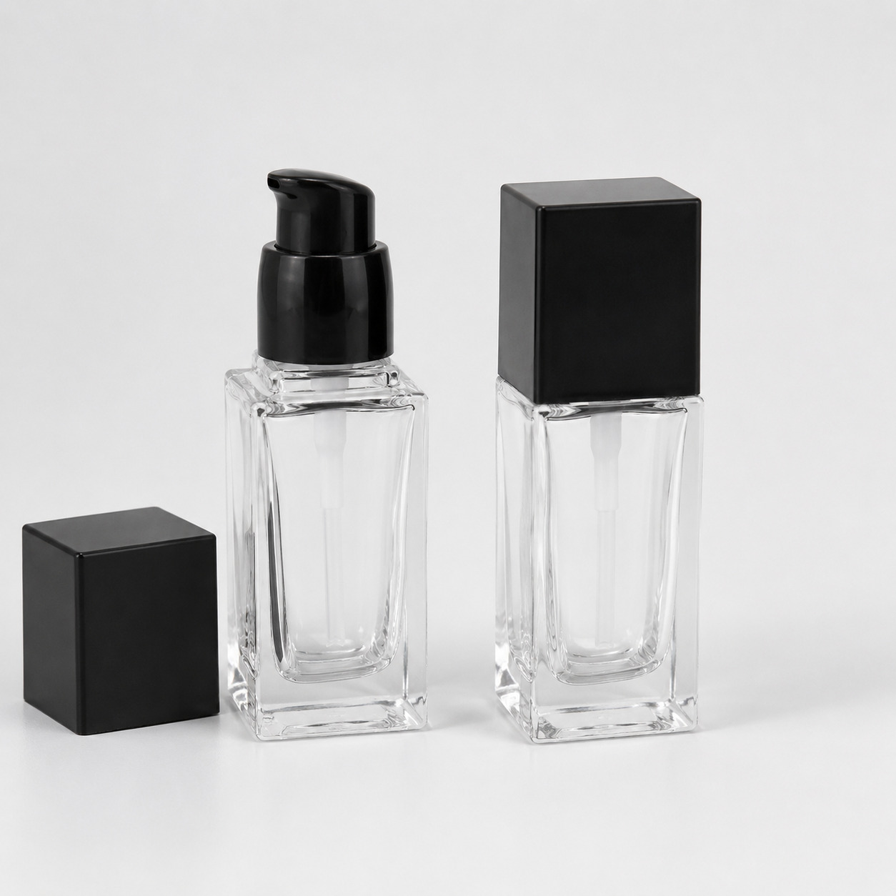 Wholesale 15ml 30ml 50ml Empty Square Skincare Lotion Cream Glass Bottle Foundation Pump Bottle - GB035 - Image 5