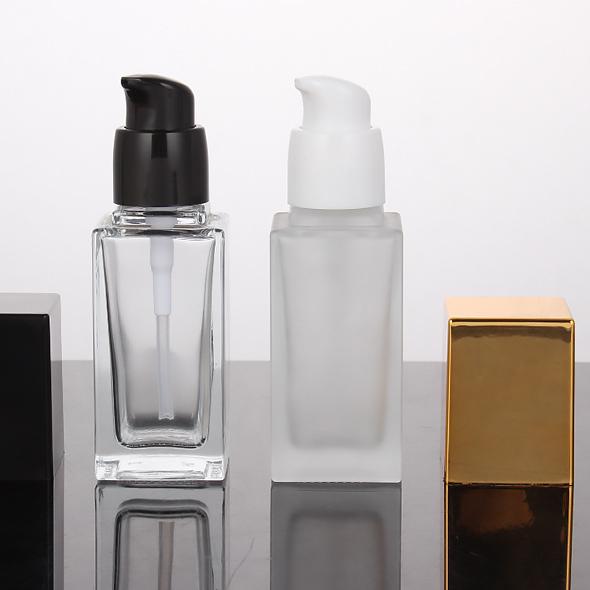 Wholesale 15ml 30ml 50ml Empty Square Skincare Lotion Cream Glass Bottle Foundation Pump Bottle - GB035 - Image 2