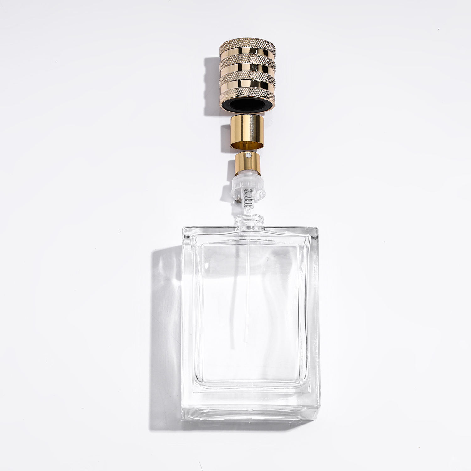 High Quality Empty Square Perfume Bottle 30ml 50ml 100ml Clear Spray Glass Bottle with Collar and Pump Cap Logo Printing Labels - GB23SX - Image 4