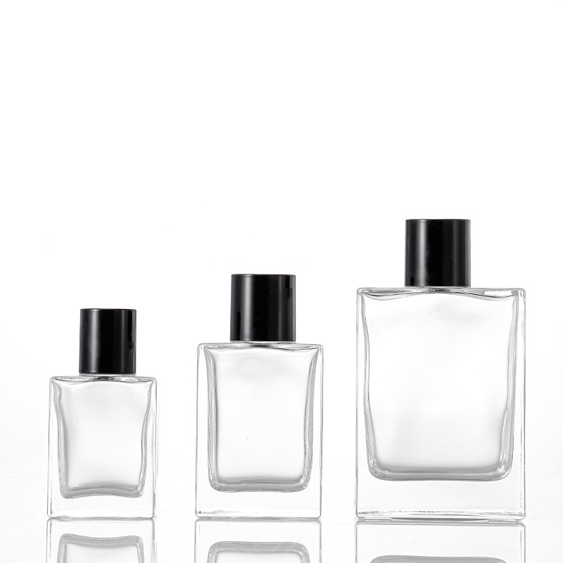 High Quality Empty Square Perfume Bottle 30ml 50ml 100ml Clear Spray Glass Bottle with Collar and Pump Cap Logo Printing Labels - GB23SX - Image 3
