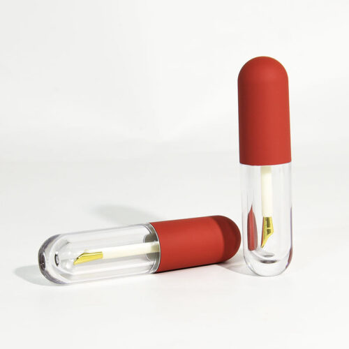 New 5ml Capsule Shape Lip Gloss Tube Luxury Metal Applicator Doe Foot Brush Round Lip Glaze Liptint Bottle Transparent Base - LG1709