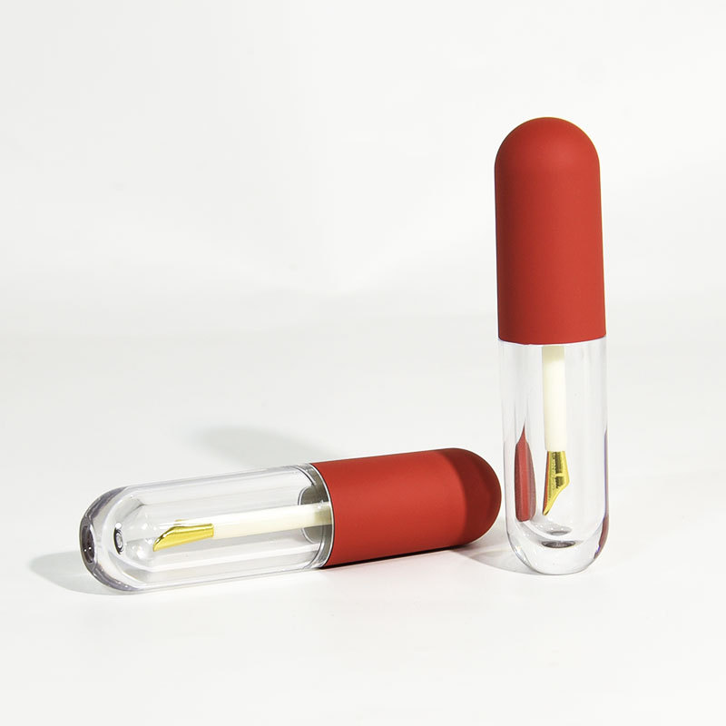 New 5ml Capsule Shape Lip Gloss Tube Luxury Metal Applicator Doe Foot Brush Round Lip Glaze Liptint Bottle Transparent Base - LG1709