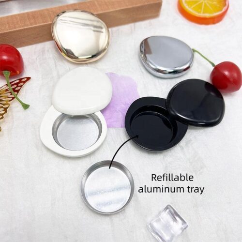 Custom Logo Zinc Alloy Metal Lip Cream Box Rotating Cap Magnetic Blush Case Eyeshadow Palette Refillable Aluminum Pan Inner Tray - DA119