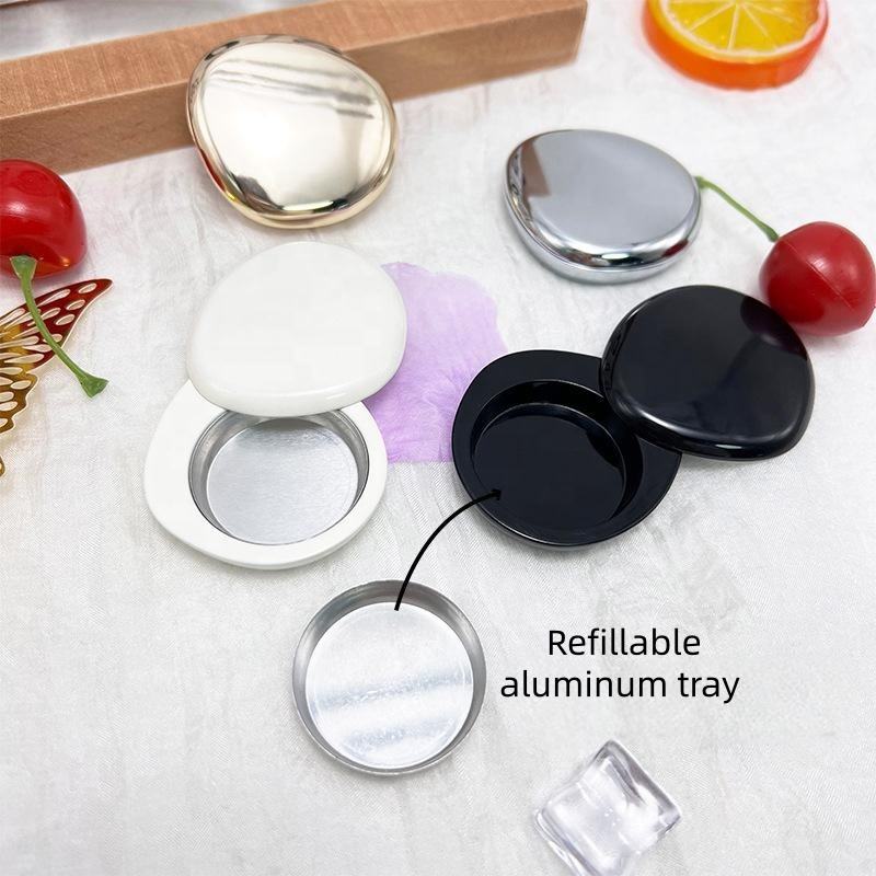 Custom Logo Zinc Alloy Metal Lip Cream Box Rotating Cap Magnetic Blush Case Eyeshadow Palette Refillable Aluminum Pan Inner Tray - DA119