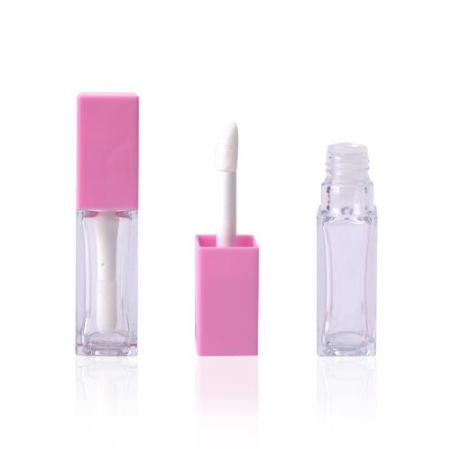 Wholesale Custom PETG Plastic Square Empty Liquid Lipstick Lip Oil Lip Gloss Tube Packaging 10ml With Big Brush Wand - LG609