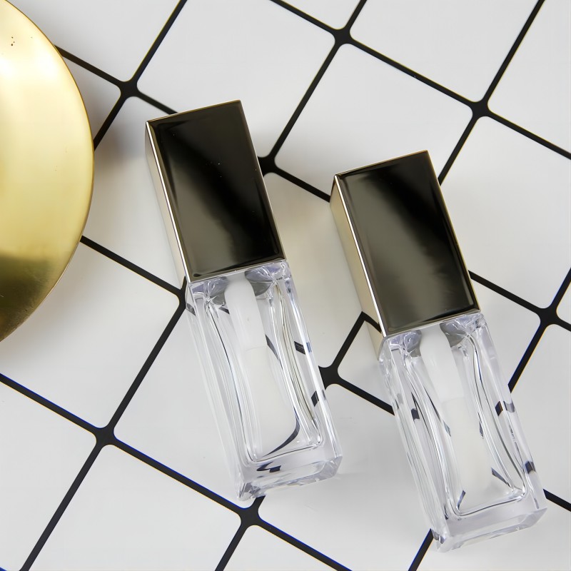 Custom Logo 9ml 10ml Plastic Square Lip Oil Tube Liquid Lipstick Glass Vial Empty Lip Gloss Concealer Container Big Applicator - LG1356 - Image 4
