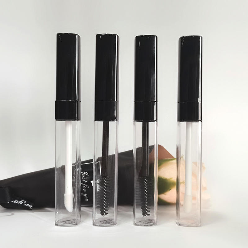 Plastic Square 10ml Mascara Tube Packaging Mascara Nylon Brush Lip Gloss Applicator Head Customize Black Top Color Bottle - MC1753A - Image 2