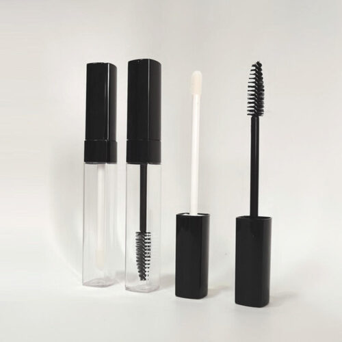 Plastic Square 10ml Mascara Tube Packaging Mascara Nylon Brush Lip Gloss Applicator Head Customize Black Top Color Bottle - MC1753A