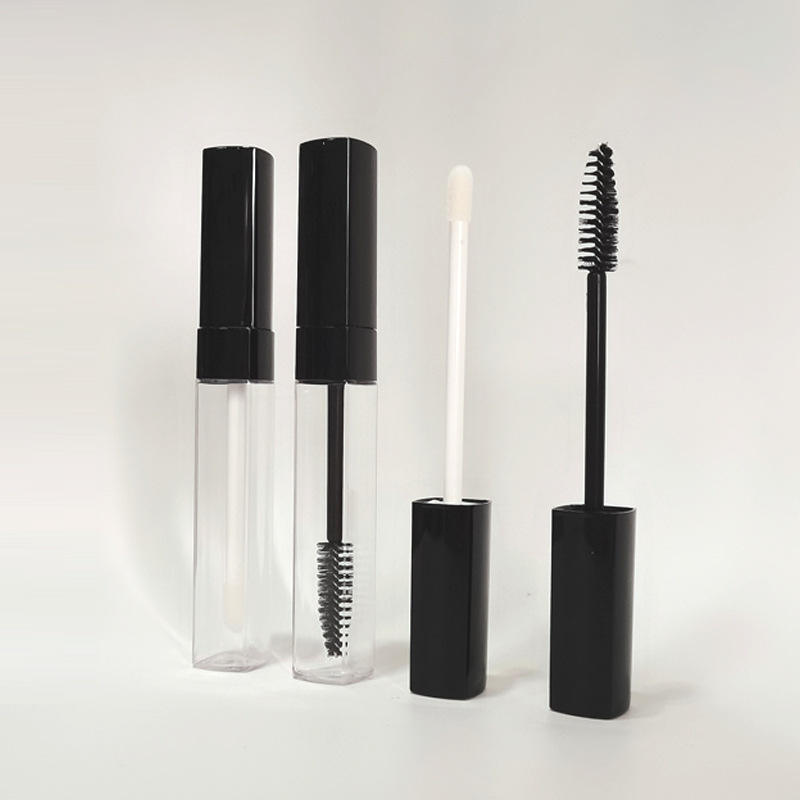 Plastic Square 10ml Mascara Tube Packaging Mascara Nylon Brush Lip Gloss Applicator Head Customize Black Top Color Bottle - MC1753A