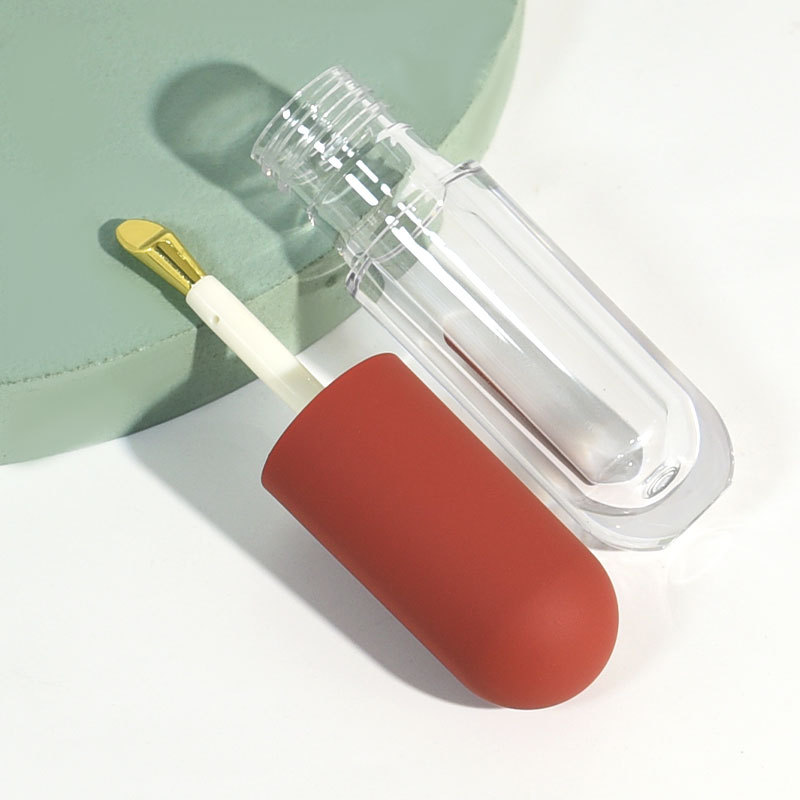 New 5ml Capsule Shape Lip Gloss Tube Luxury Metal Applicator Doe Foot Brush Round Lip Glaze Liptint Bottle Transparent Base - LG1709 - Image 4