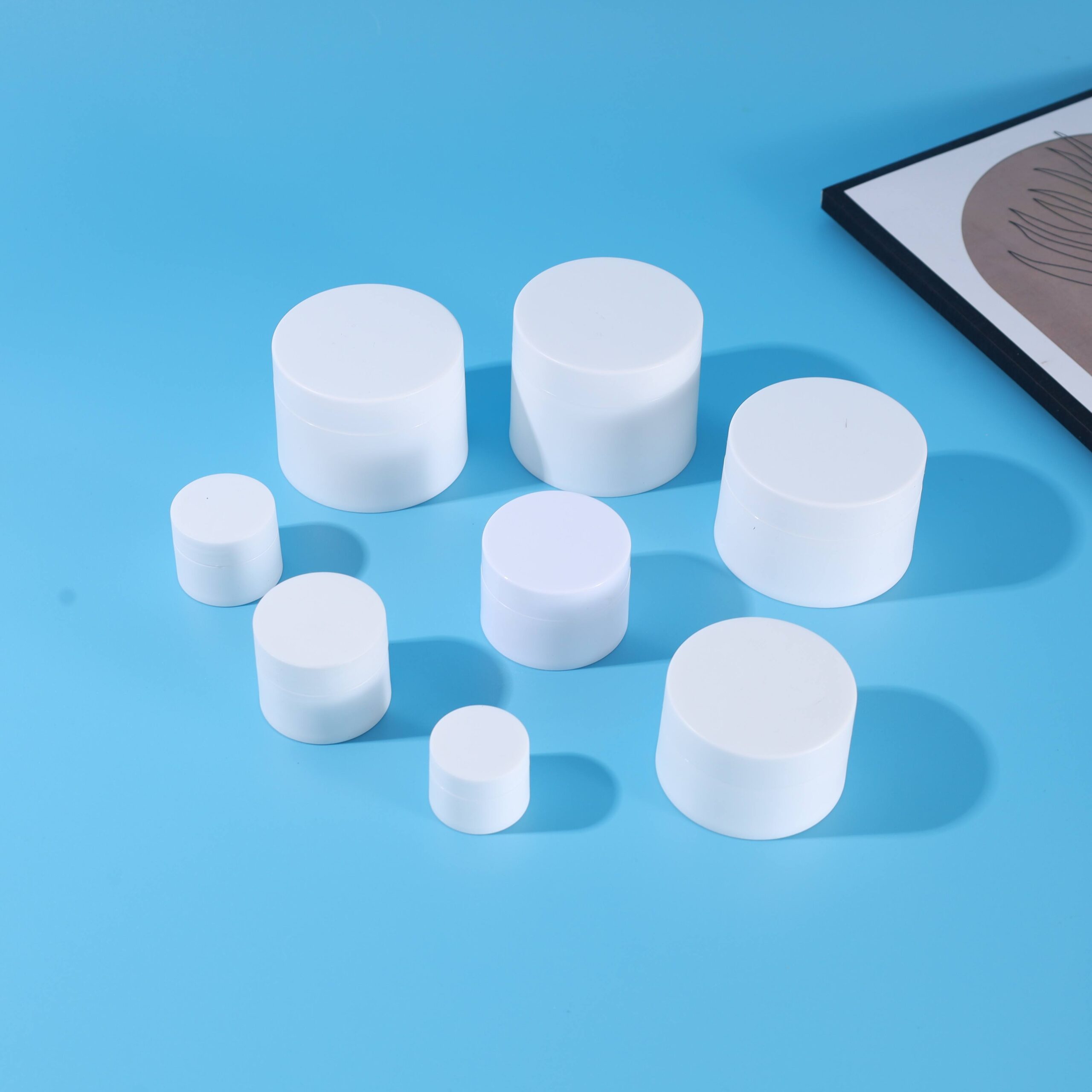 Skin Care Cream Jar 10ml 30ml 50ml 100ml 250ml 300ml Wide Mouth White Round Cosmetic Jar Screw Cap PP Inner Pan 0.35oz-10oz - J2037,J2038