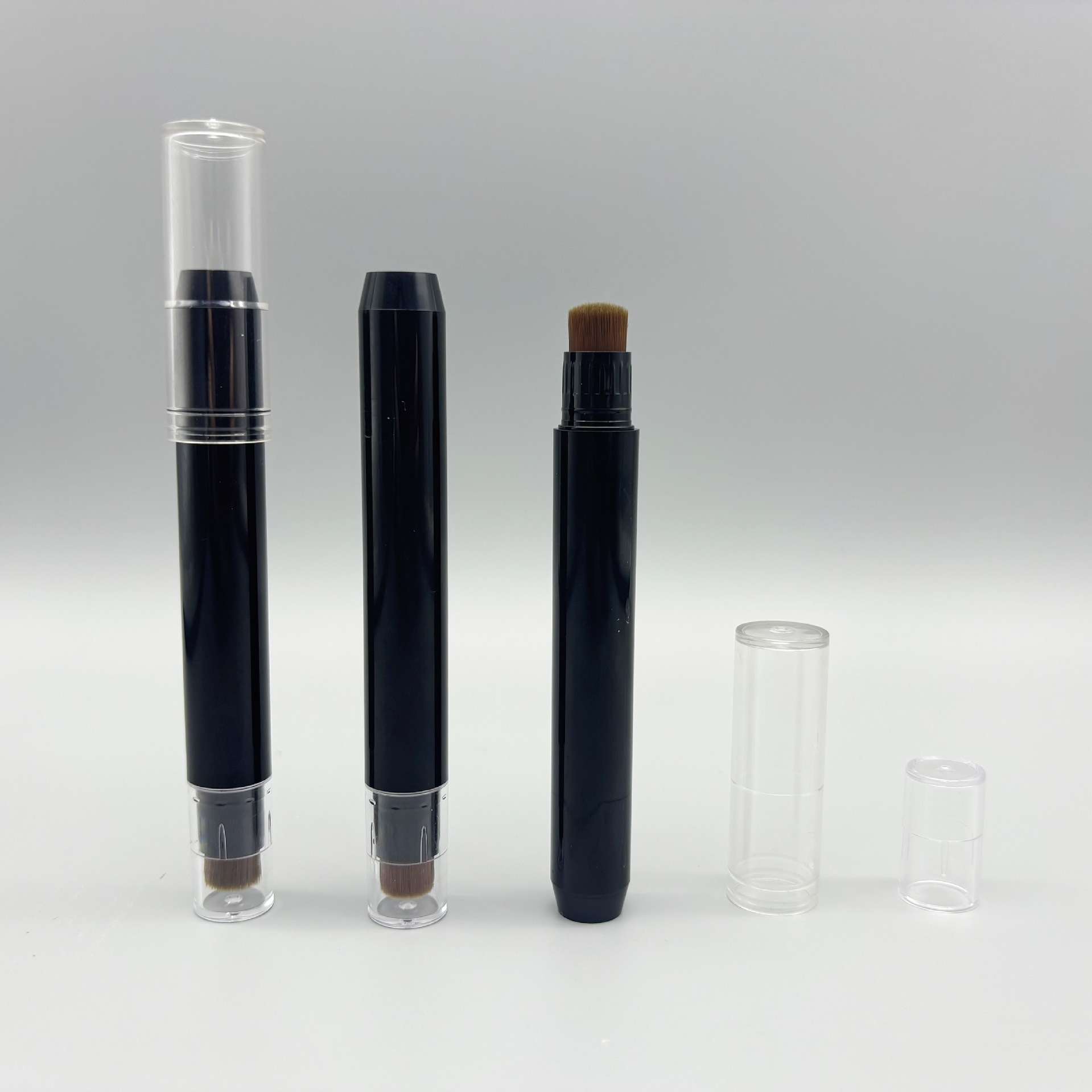 Double Head Highlighter Concealer Tube With Sponge Hairbrush Applicator Kajal Tip Eyebrow Eyeshadow Blush Stick Plastic Package - KY-815