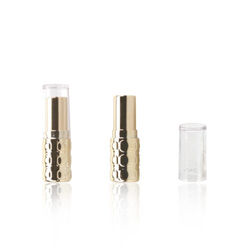 Unique Lipstick Packaging Gold Inner with Transparent Lid Empty Cylinder Gold Lipstick Lip Balm Tube Custom Own Brands Printing - LB031