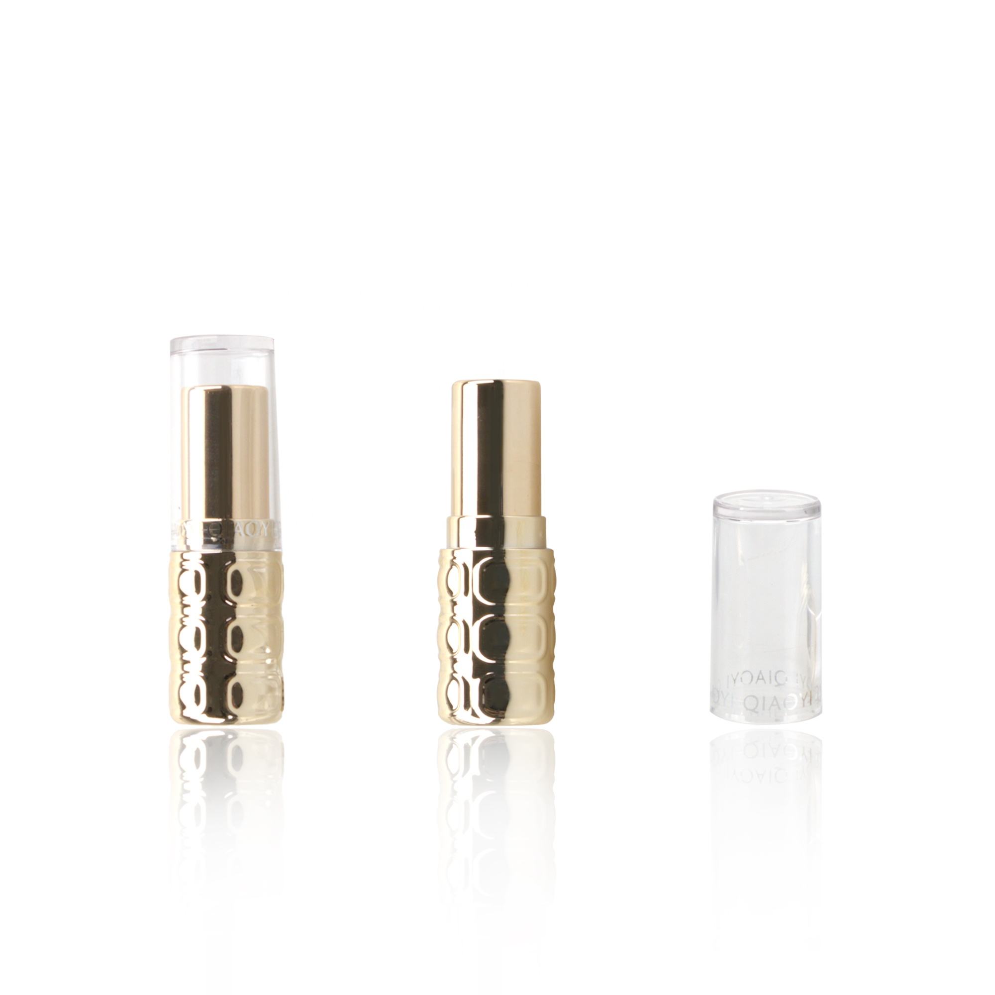 Unique Lipstick Packaging Gold Inner with Transparent Lid Empty Cylinder Gold Lipstick Lip Balm Tube Custom Own Brands Printing - LB031