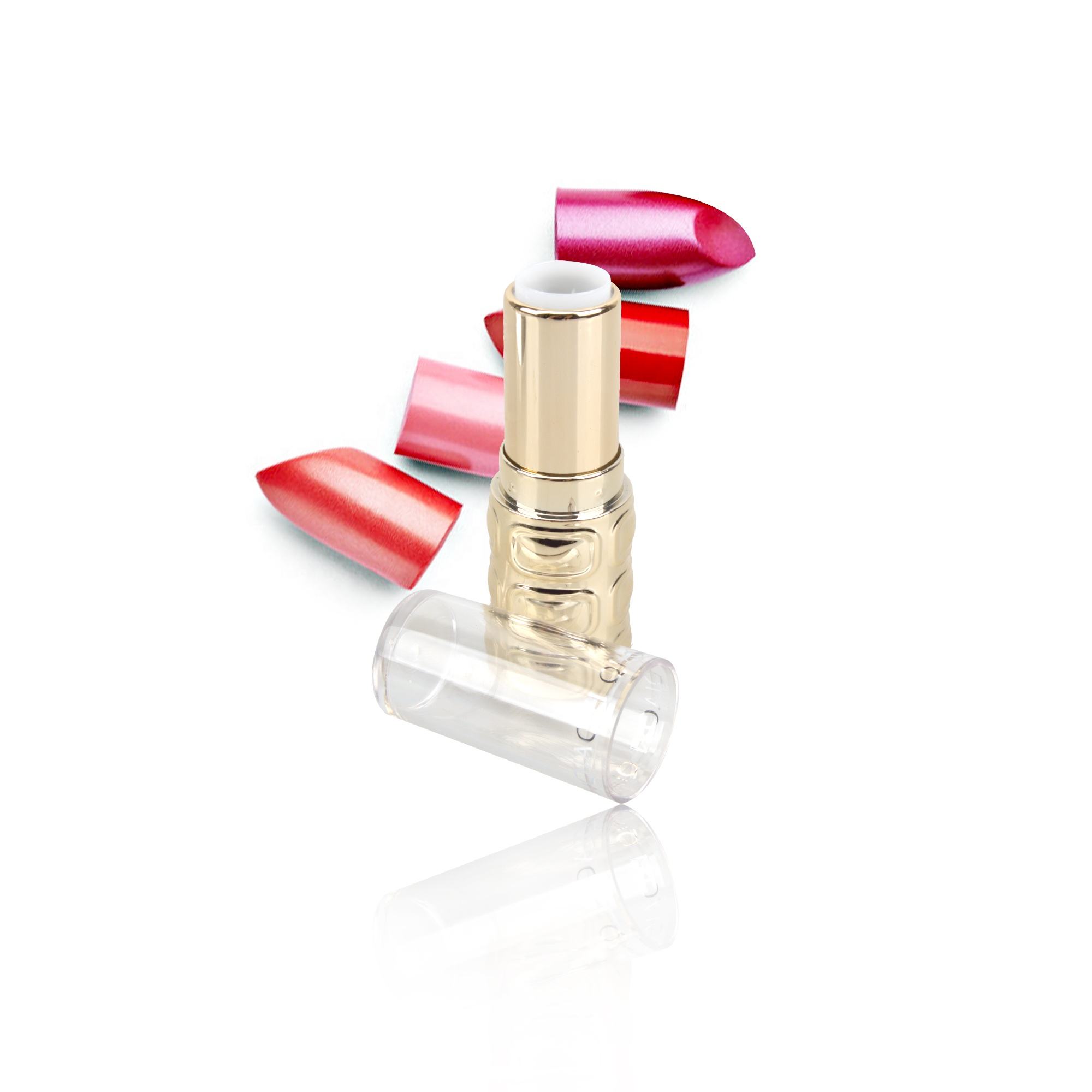 Unique Lipstick Packaging Gold Inner with Transparent Lid Empty Cylinder Gold Lipstick Lip Balm Tube Custom Own Brands Printing - LB031 - Image 5