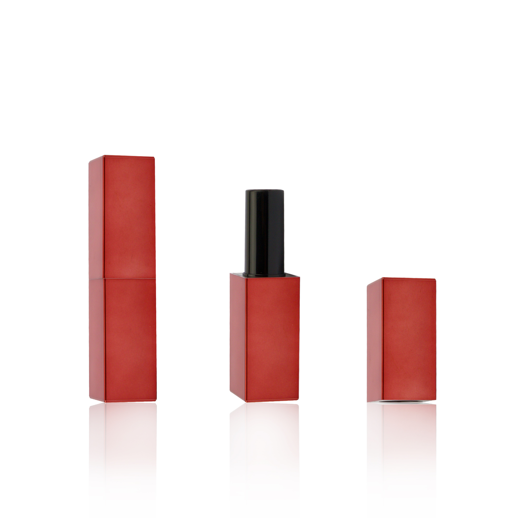 Square Magnetic Lipstick Tube 3g Lip Balm Container Mold Filling Custom Color Metallic Red Black Lipstick Case Gold Stamping - LB1495A/B
