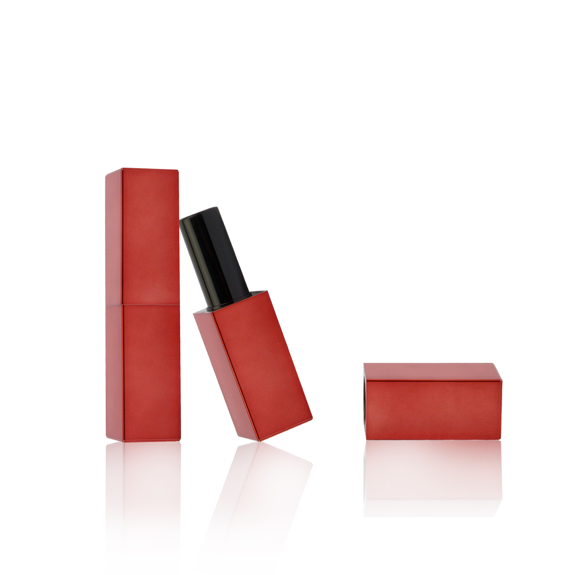 Square Magnetic Lipstick Tube 3g Lip Balm Container Mold Filling Custom Color Metallic Red Black Lipstick Case Gold Stamping - LB1495A/B - Image 2
