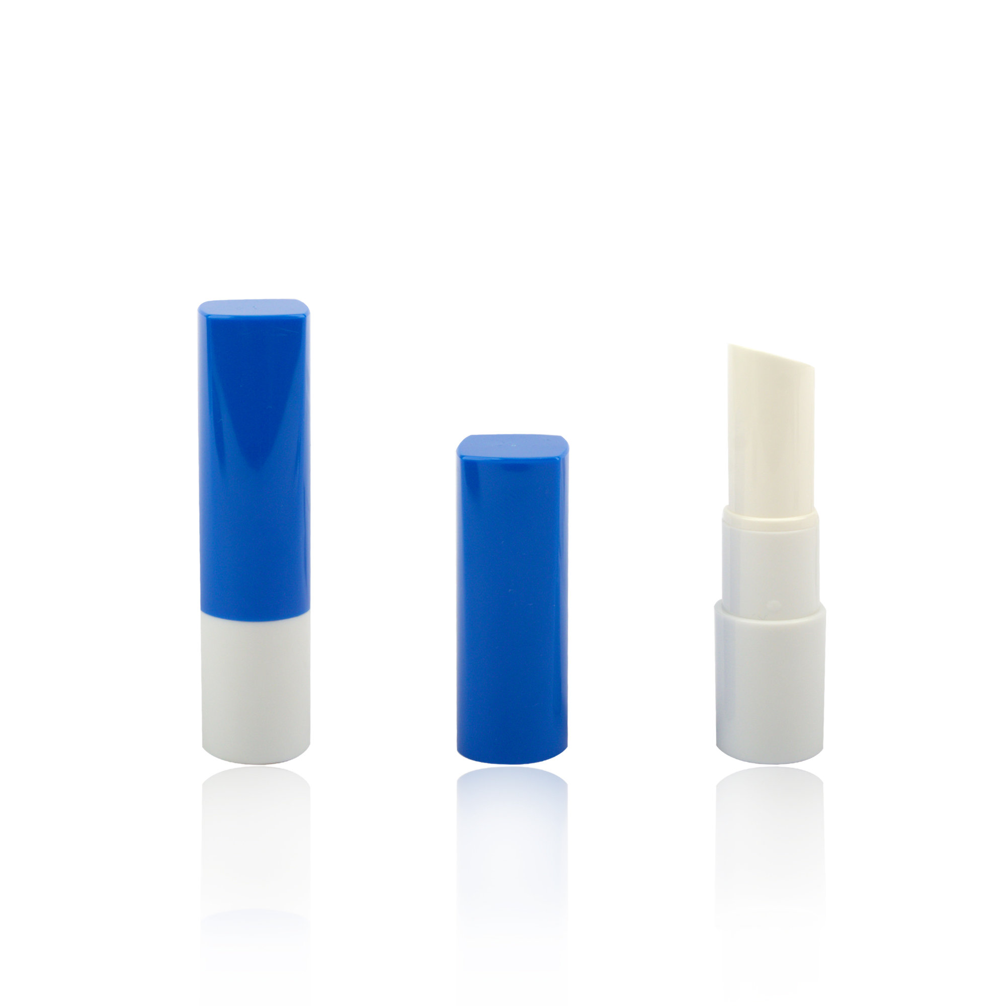 Unique 3g 3.5g Filling Blue White Lip Balm Packaging Lip Scrub Tube Small Square Top Round Lipstick Bottle Logo Customization - LB151
