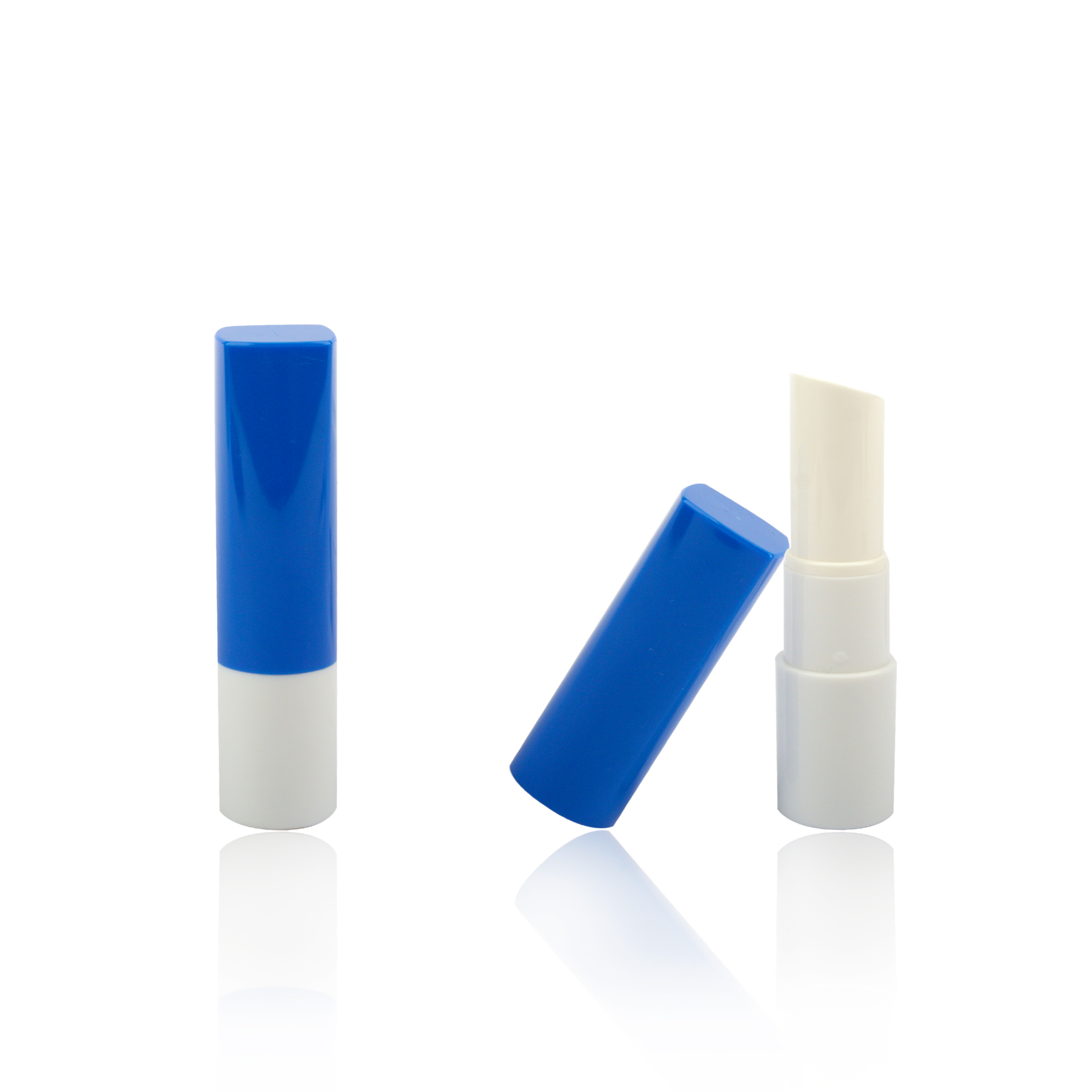 Unique 3g 3.5g Filling Blue White Lip Balm Packaging Lip Scrub Tube Small Square Top Round Lipstick Bottle Logo Customization - LB151 - Image 4