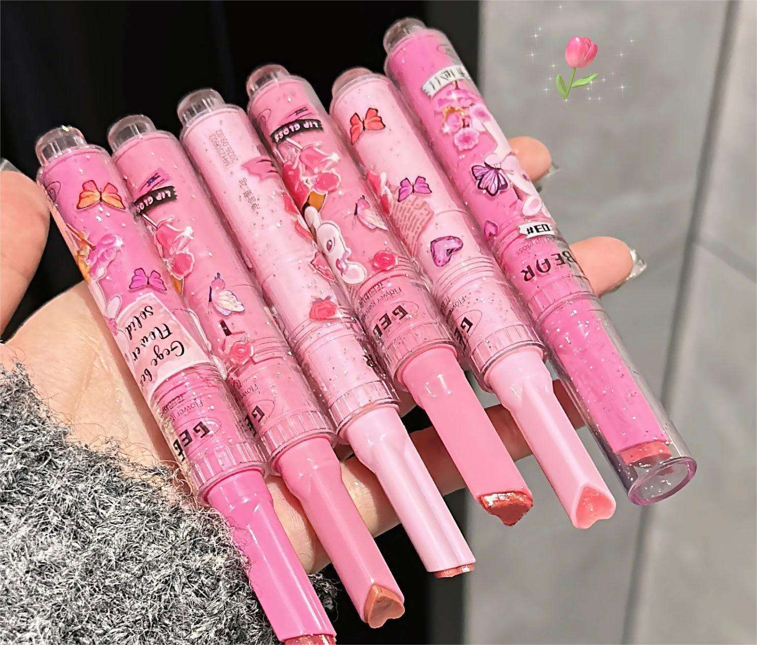 Cute Custom Empty Heart Shape Push Press Lip Plumper Lip Gloss Balm Lipstick Pen Packaging - LB904 - Image 5